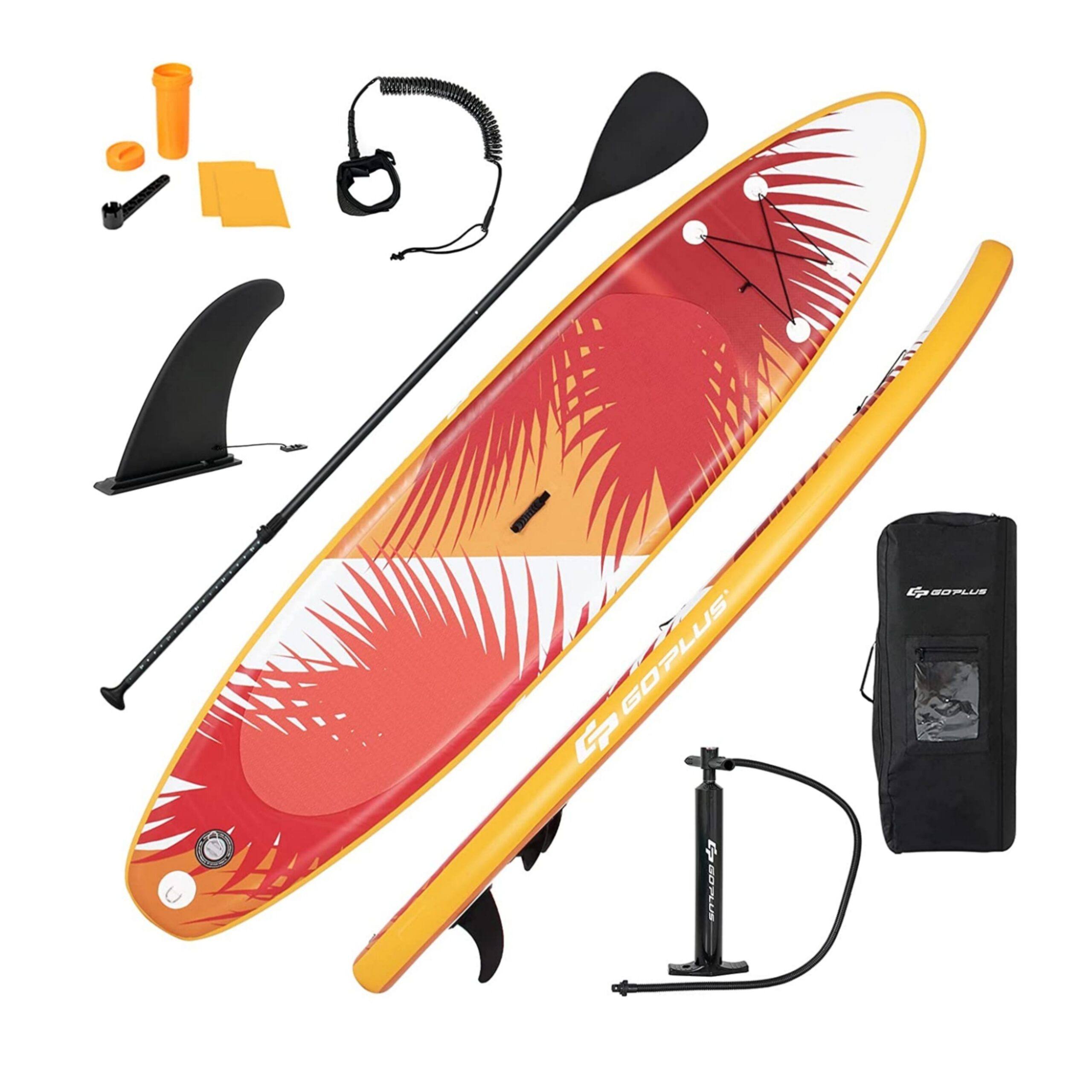 Gymax 11 ft Inflatable Stand-Up Paddle Board Non-Slip Deck Surfboard w/  Hand Pump
